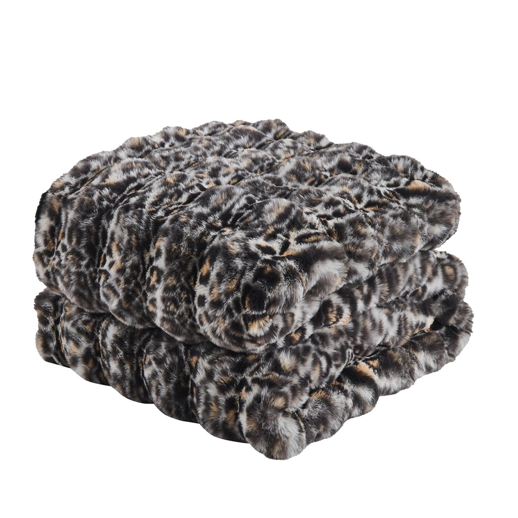 Leopard Grey Bubble Throw Blanket Faux Fur Blanket 51''x63''