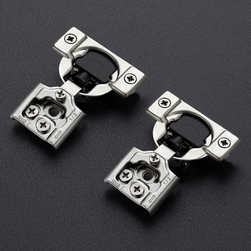 60 Pack (30 Pairs) 1/2 Inch Overlay Soft Close Hinges Cabinets - Satin Nickel Hidden Concealed Hinge, Stainless Steel