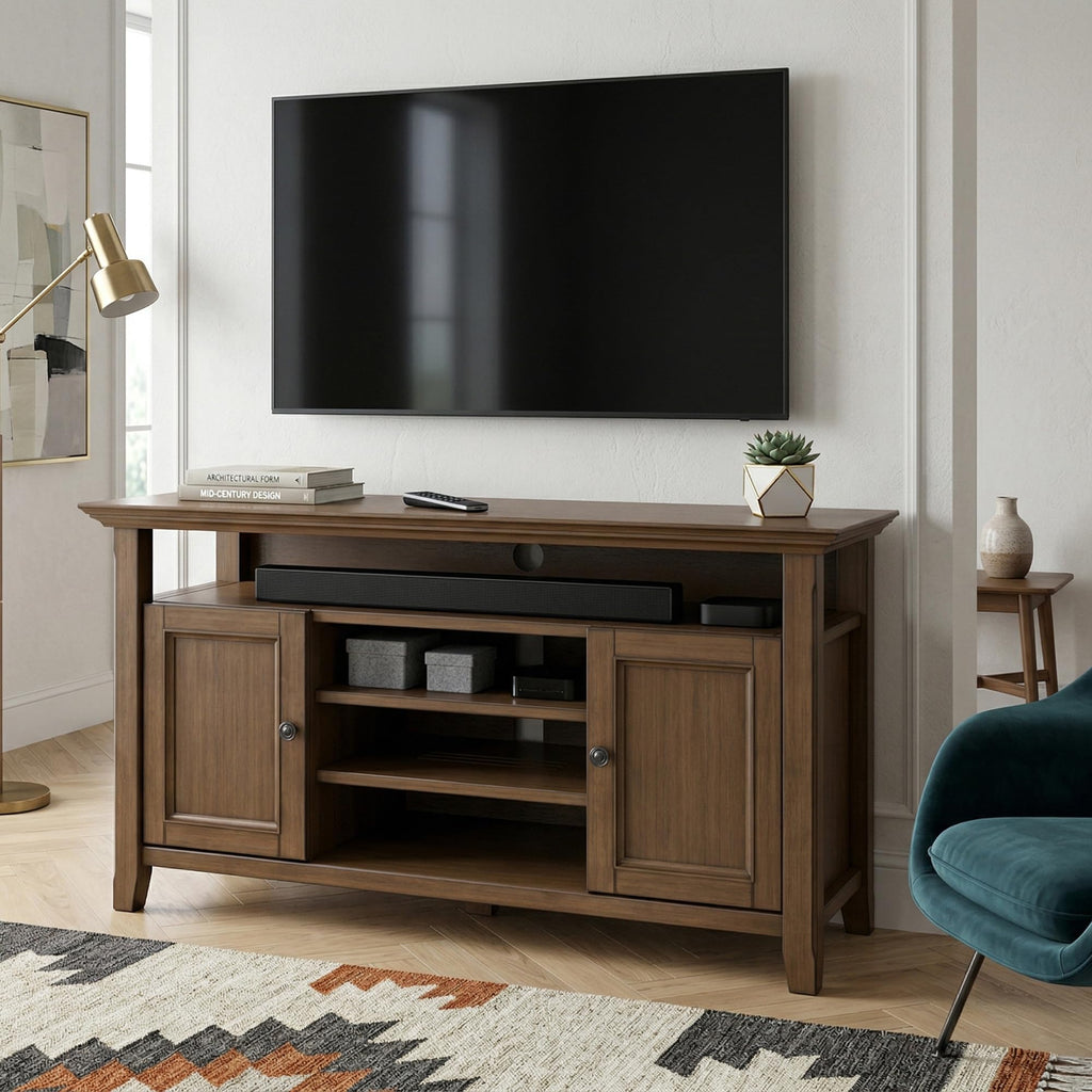 Amherst 54" Wide Wood TV Stand in Rustic Natural Aged Brown