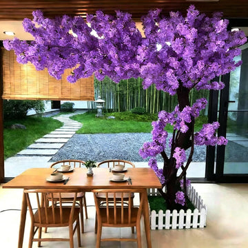 10FT Purple Artificial Cherry Blossom Trees Decor Indoor Outdoor, Fake Japanese Cherry Blossom Tree Shopping Mall