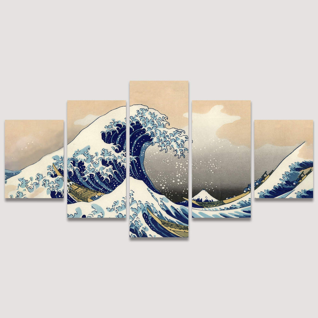 Large Canvas Wall Art The Great Wave Off Kanagawa by Hokusai Abstract Plants Illustrations Impressionism Modern