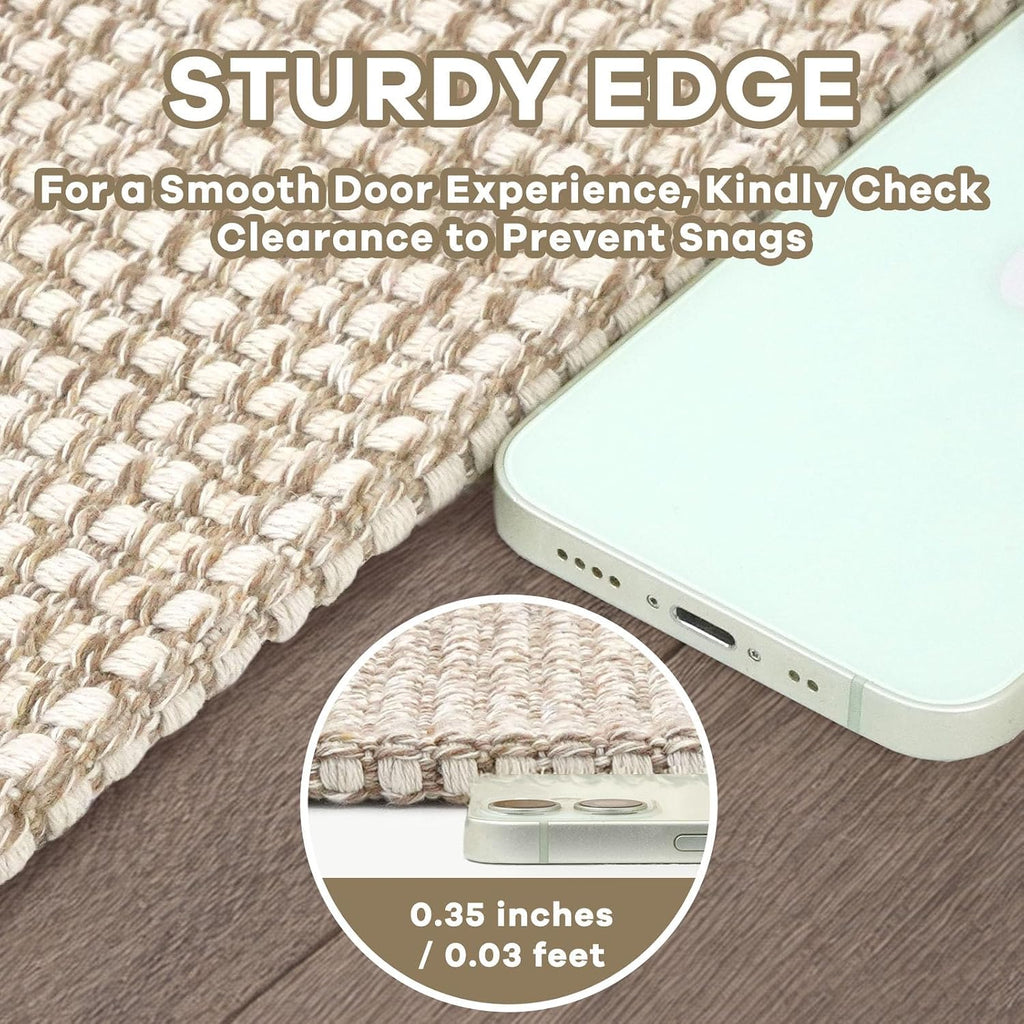 Woven Area Rug 2x3 Ft Washable Rugs Braided Non Slip Throw Rugs Door Mat Indoor Outdoor Entrance Small Cotton Woven