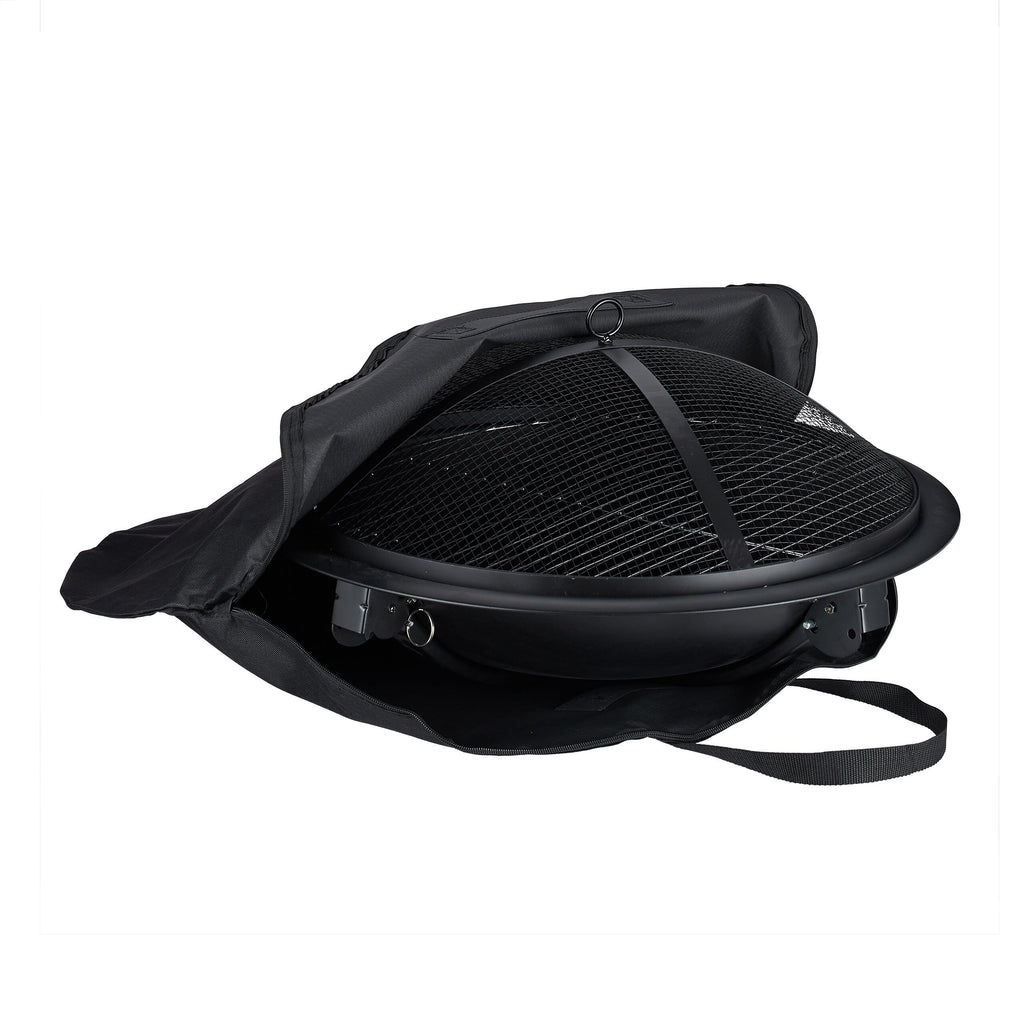 Black XL Pit, Grate, Poker, Spark Screen, Lid, with Bag, Garden, Patio, Fire Bowl D 56.5 cm, mit Tragetasche