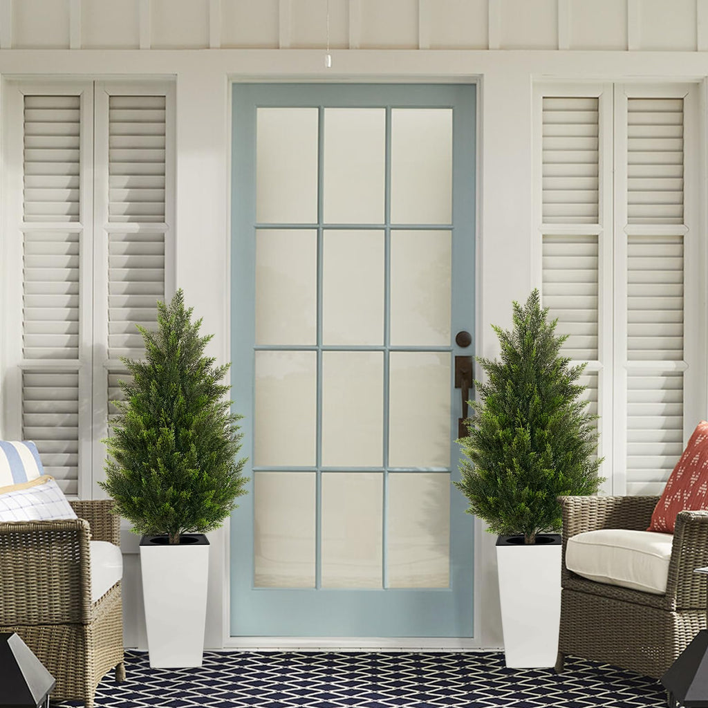Cedar Trees for Outdoors, 4ft 2-Pack White Square Planter