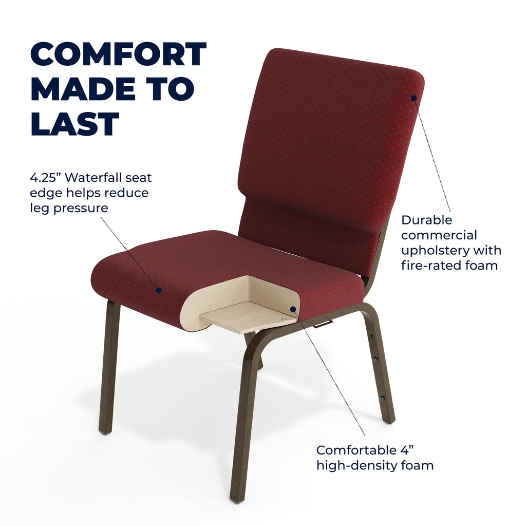 Hercules 18.5 in Wide Fabric Church Chair, Burgundy