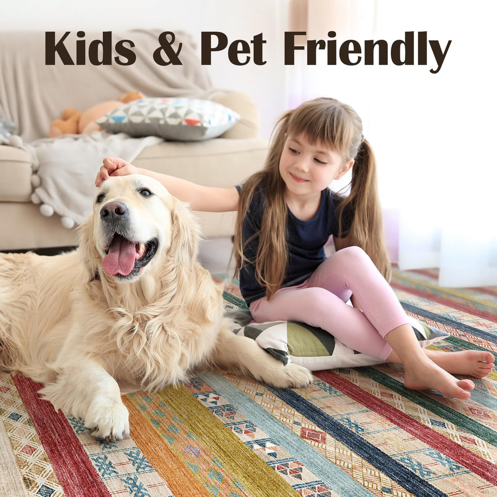 Washable Runner Rug: Non-Slip Moroccan Stripe Kitchen Rugs