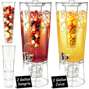 2 Gallon Drink Dispenser for Parties with Stand&Fruit Infuser 2 Pcs