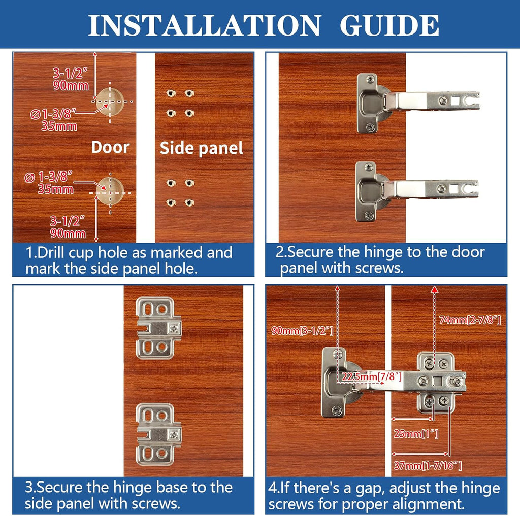 45°Cabinet Hinges Soft Close Kitchen Door Cabinet Hinge - Concealed, Soft Close, 3D Adjust for 135 Degree Corner