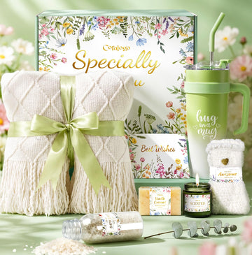 Self Care Gift Basket for Women - Unique Spa Self Care Gifts for Women with White Blanket, 40oz Tumbler, Birthday