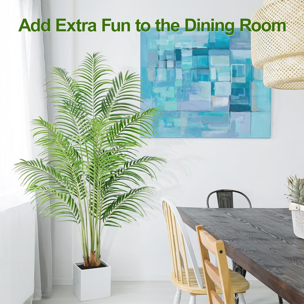 Artificial Palm Tree 6ft Tall Fake Palm Tree Indoor Decor with 18 Trunks and Real Bark Design Faux Tropical Areca - Set of 2