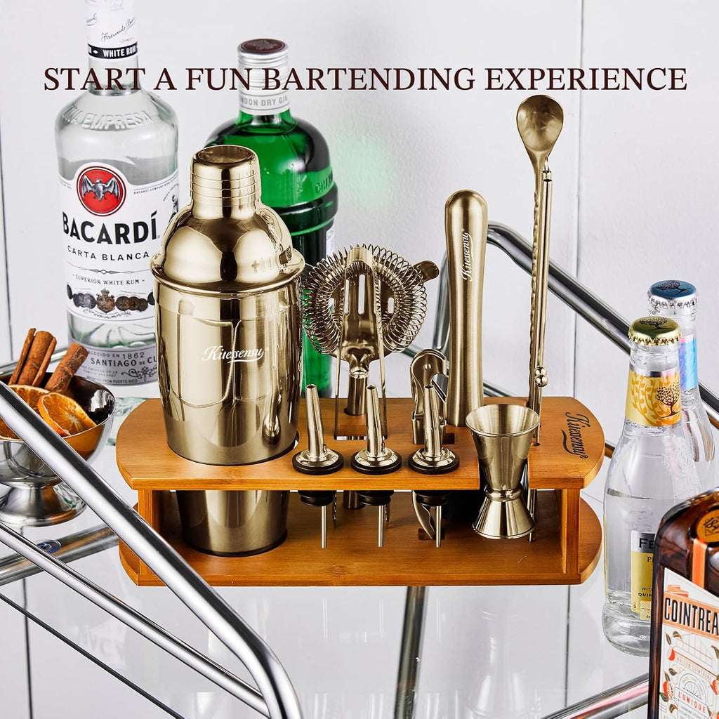 Cocktail Shaker Set Bartender Kit with Stand | Bar Set Drink Mixer Set with All Essential Accessory Tools: Martini