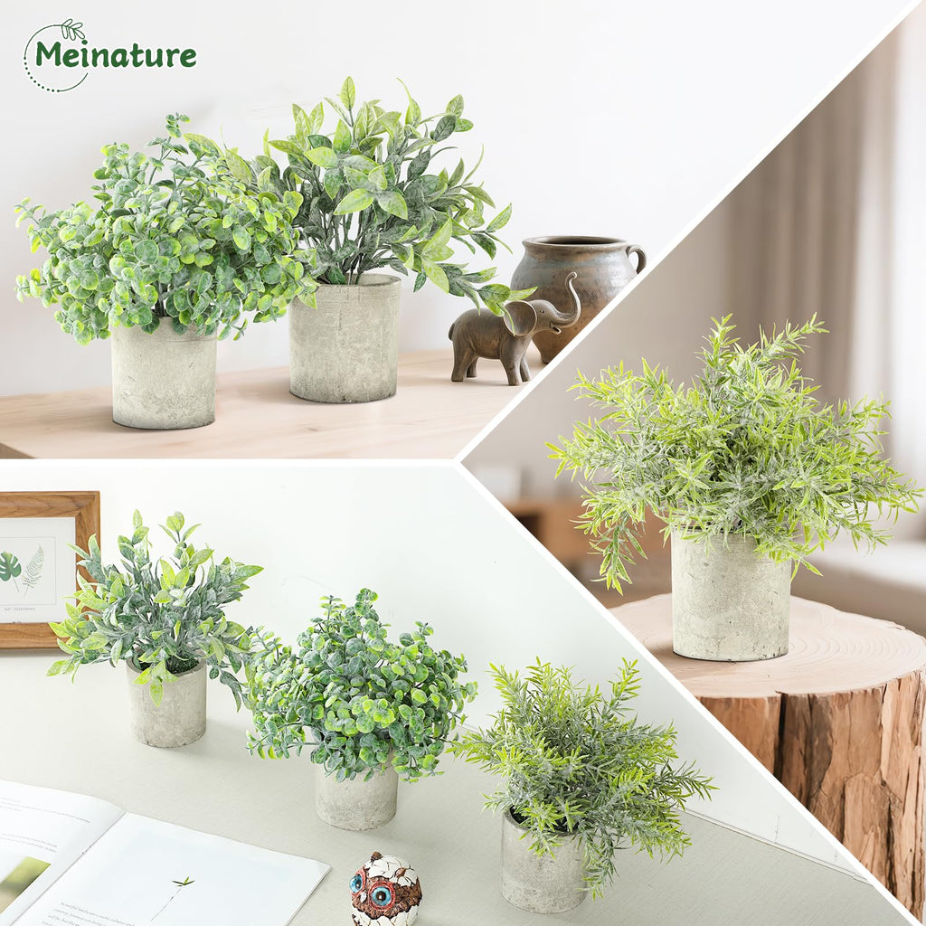 3 Pack Life-Like Potted Fake Plant, Artificial Plants Indoor, Artificial Frost-Hung Green Plants, No Need for