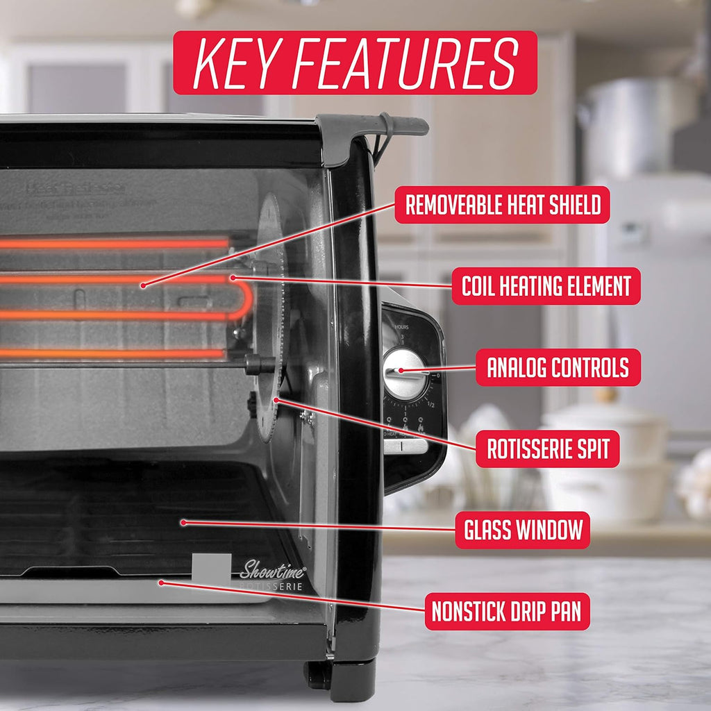 Modern Rotisserie Oven, Large Capacity (12lbs) Countertop Oven, Multi-Purpose Basket for Versatile Cooking, Easy-to