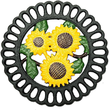 Heavy Duty Cast Iron Trivet,Decorative Painting Trivet or Dinning Table,7.5x7.5 Inch - Round with Vintage Lovely