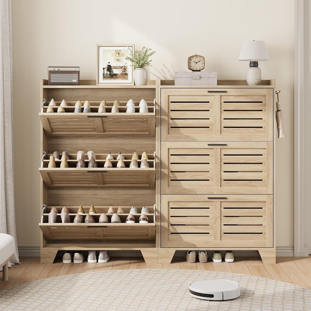 Shoe Cabinet Storage, Narrow Shoe Cabinet, Oak