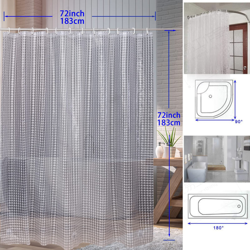 Heavyweight 8G Bathroom Shower Stall Curtain Liner, 72' W x 72' H Waterproof, Shower Curtain or Liner for Shower
