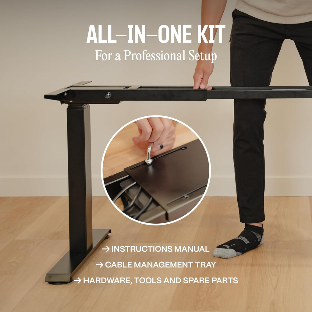 Dual Motor Standing Desk Frame - Heavy Duty, Powerful, 3 Stages Electric Height Adjustable Stand Up Desk Frame for
