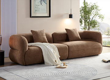 110''Modern Curved Sectional Sofa, Bread Shape Design, Upholstery Boucle Sofa Couch with Pillows, Luxury Sofa Couch