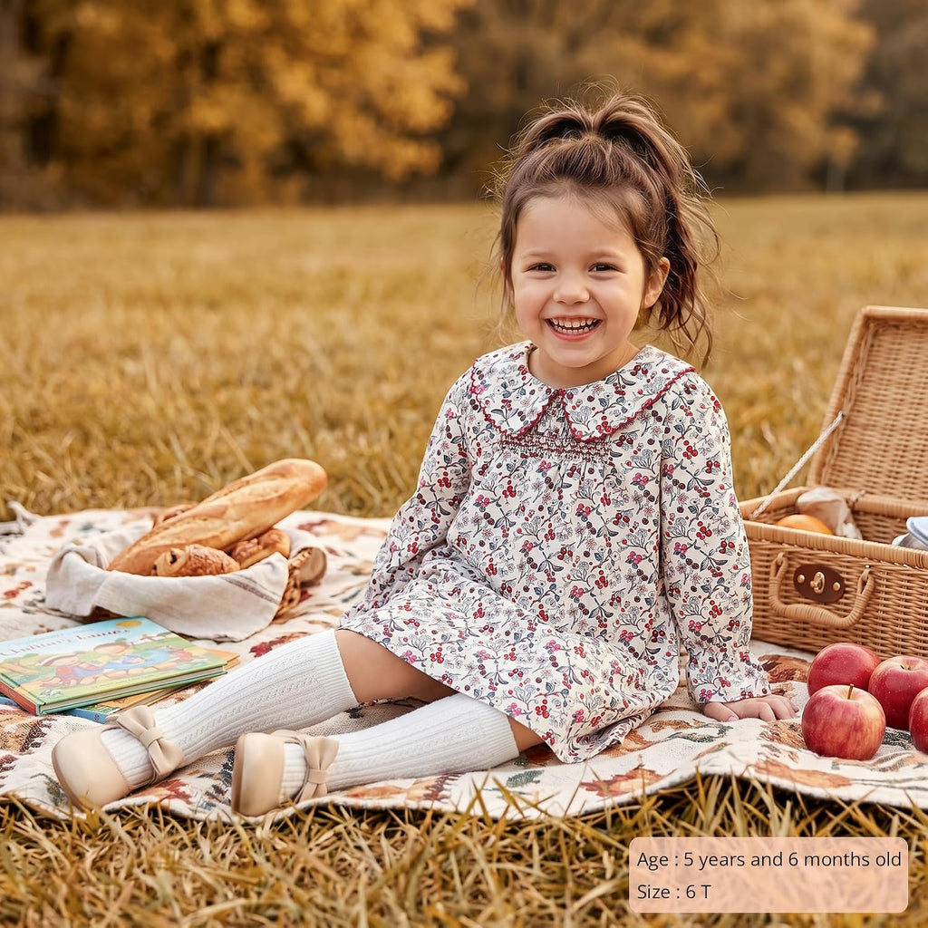 Toddler Floral Dress, Long Sleeve Smocked