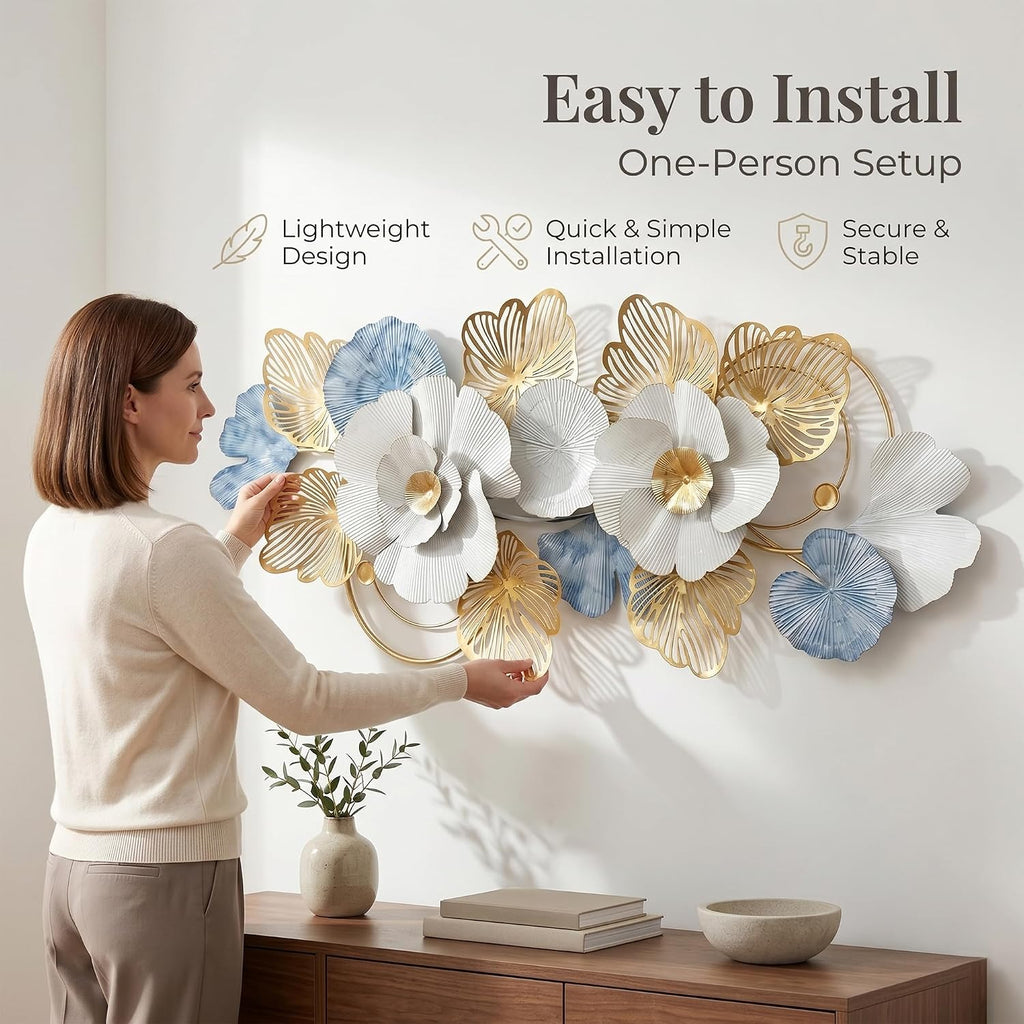Large 3D Metal Wall Decor,Flower Wall Art