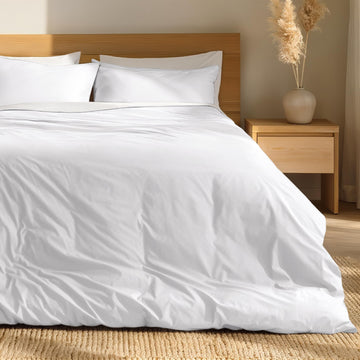 100% Organic Cotton Percale Duvet Cover Set (, White)