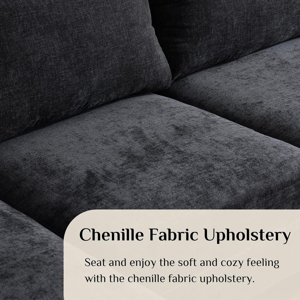 Karl home U-Shape Sectional Sofa Couch 111" Modern 4-Seat Sofa with Chaises Chenille Fabric Upholstered Covertible