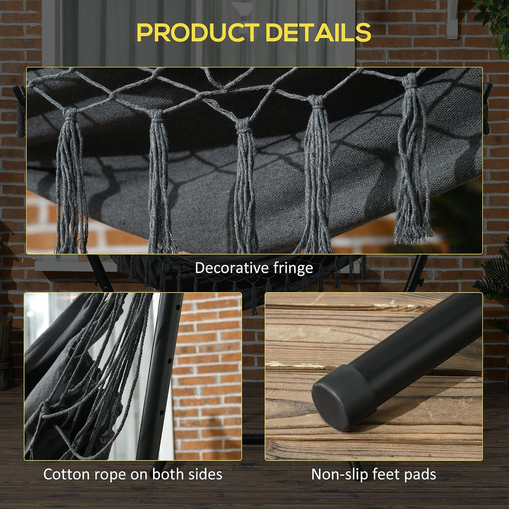 Patio Hammock Chair with Stand Side Pocket Headrest Dark Gray | Outdoor, Hammock Swing, Hanging Lounge Chair