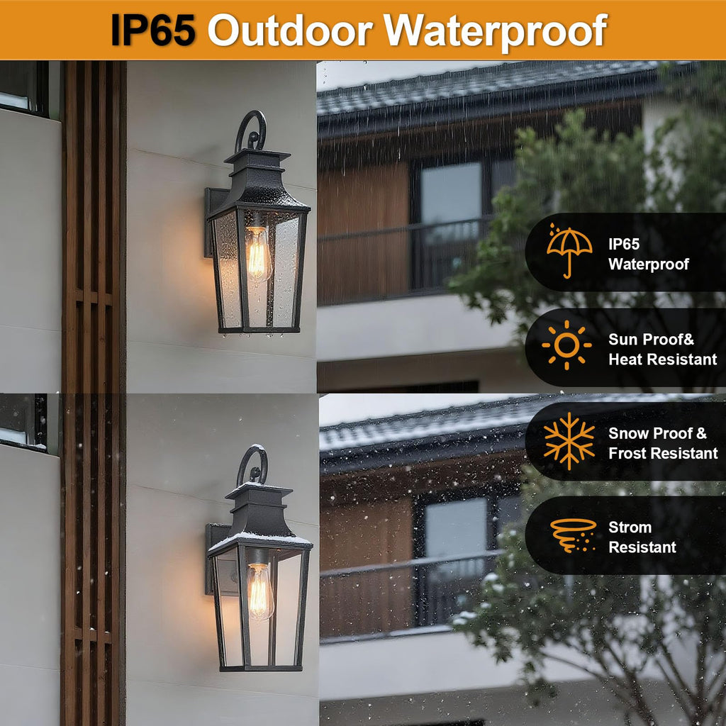 19" Matte Black Large Outdoor Wall Sconce
