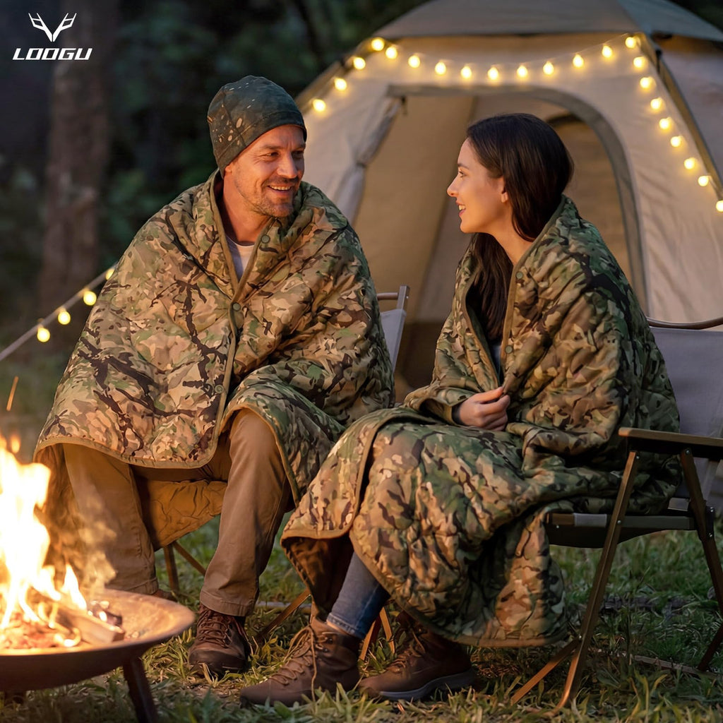 Camo Blanket Waterproof Poncho Liner for Outdoor Camping, Hiking, Hunting, Survival, Backpacking, Picnicking, Fishing