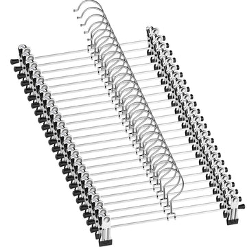 Pants Hangers - 50 Pack Skirt Hangers for Women Metal Hangers Space Saving for Trouser Shorts Coat Jean Adjustable