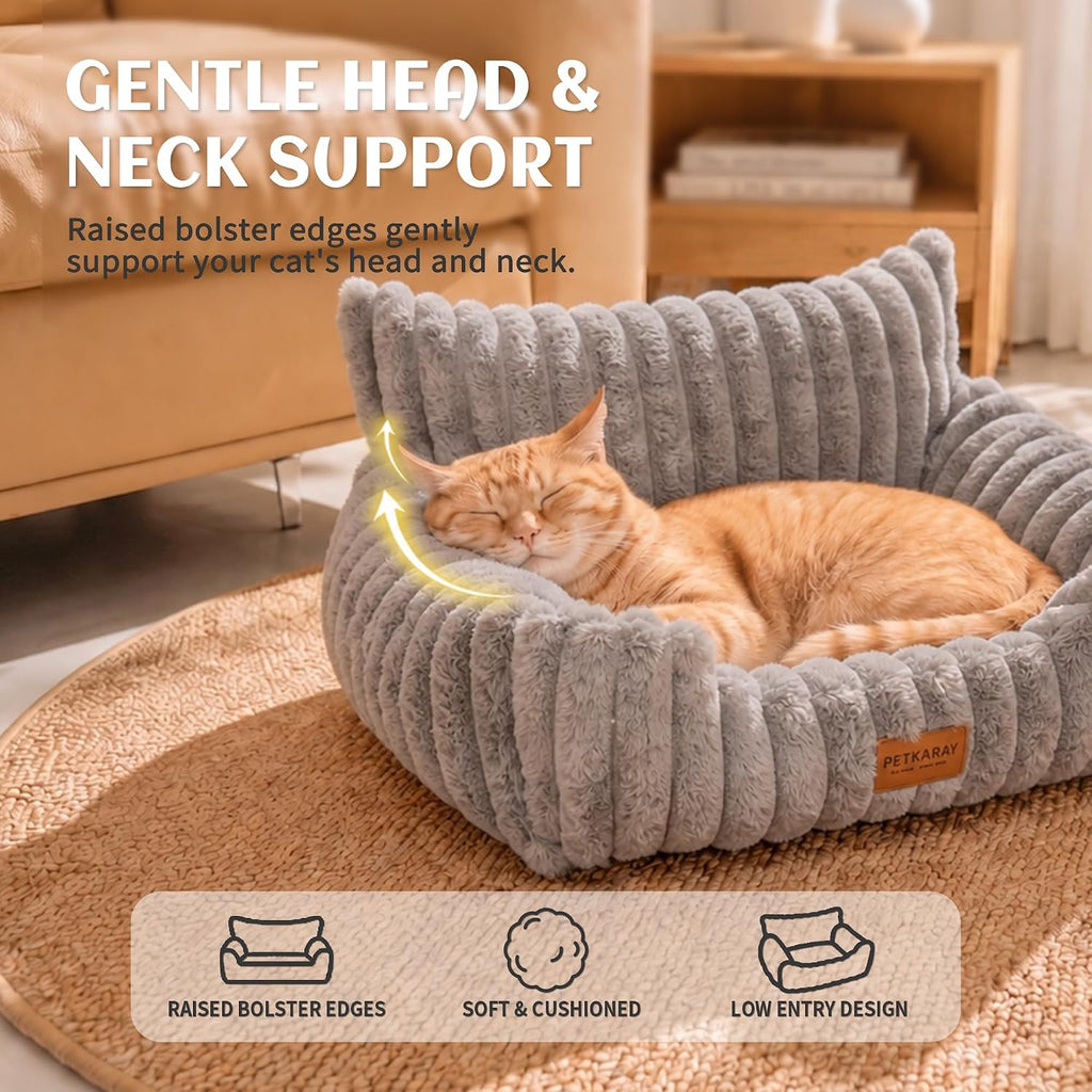 Cat Couch Bed, Soft Sofa for Indoor Cats, Machine Washable