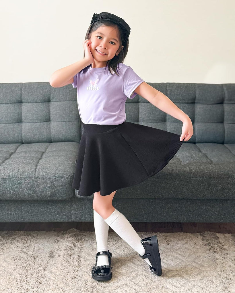 Girls Pleated Skater Uniform Skirts with Built in Shorts for School