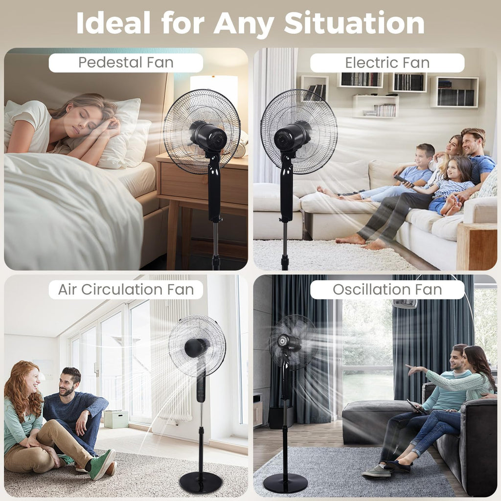 16" Pedestal Fan with Touch Screen & LED Celsius Thermometer