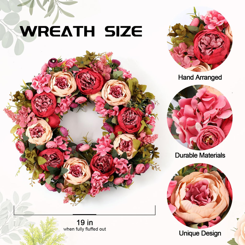 19 Inch Silk Peony Wreath