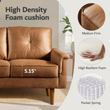 Luxury 3 Seater Sofa with Faux Leather,Mid-Century Modern Couch with Comfortable Armrest,Comfy Couches with Deep