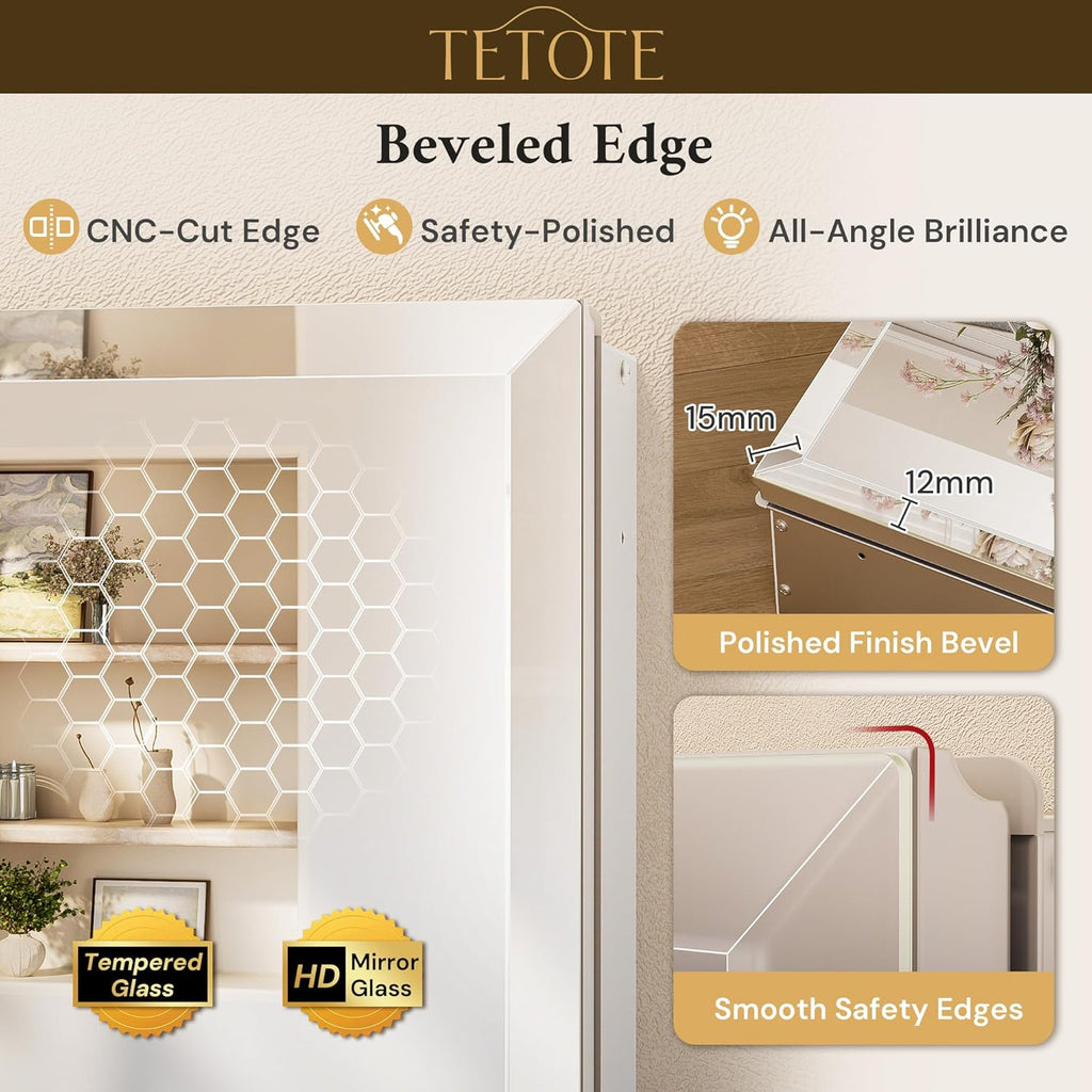 20 x 32 Medicine Cabinet Mirror with Tempered Beveled Mirror Silver Medicine Cabinet Aluminum Cabinet DTC Hinges