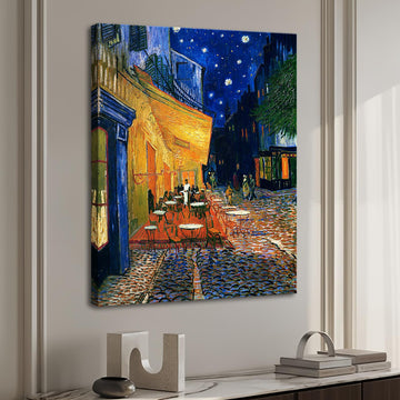 Vincent Van Gogh Canvas Wall Art Cafe Terrace At Night Painting Classic Artwork Bedroom Home Kitchen Decorations 24"