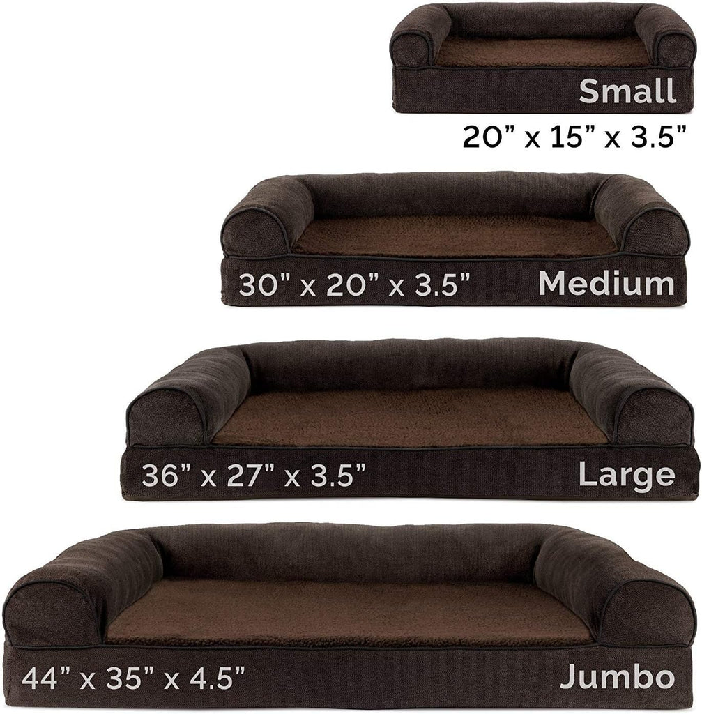 Orthopedic Dog Bed for Large/Medium Dogs w/ Removable Bolsters & Washable Cover, For Dogs Up to 55 lbs - Sherpa &