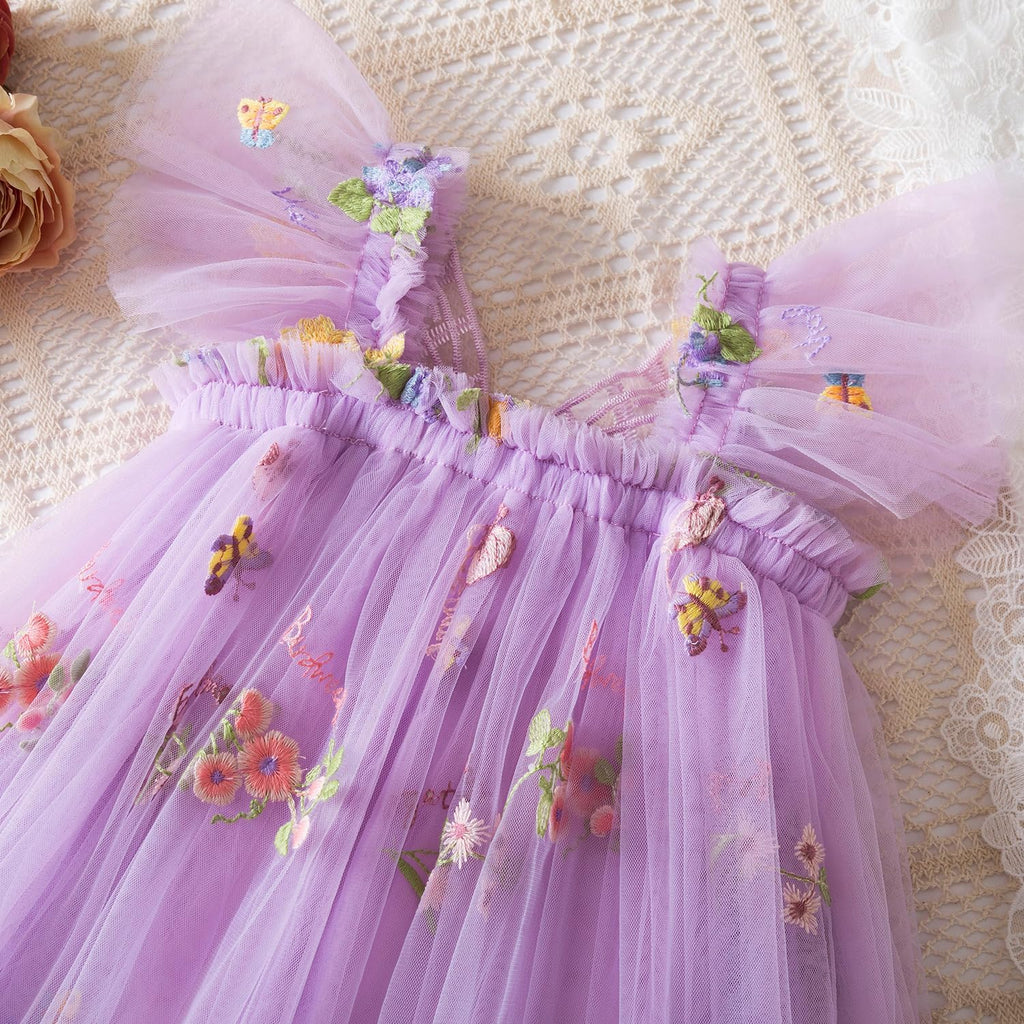 Baby Girl Tulle Dress Casual Flower Embroidery Toddler Dresses