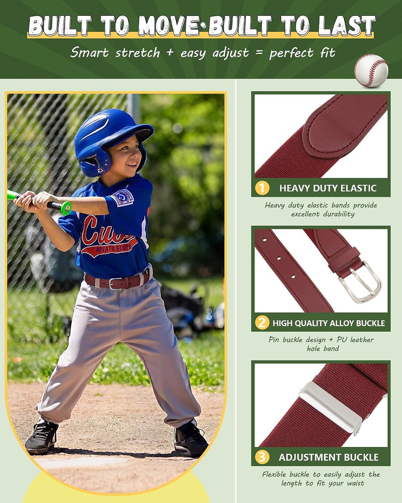Youth Baseball Belt for Kids - Elastic Softball Belt for Girls