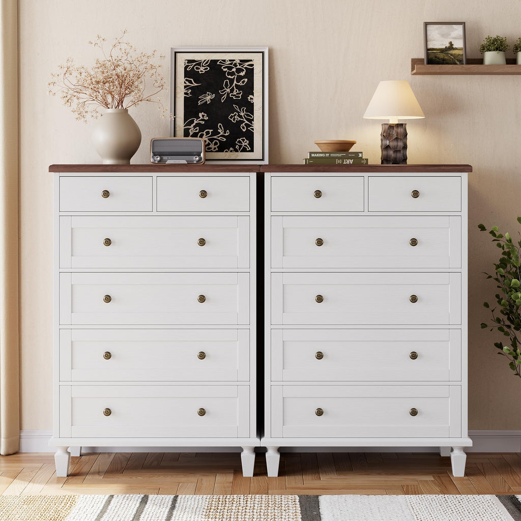 6 Drawer, 47" Vintage, White