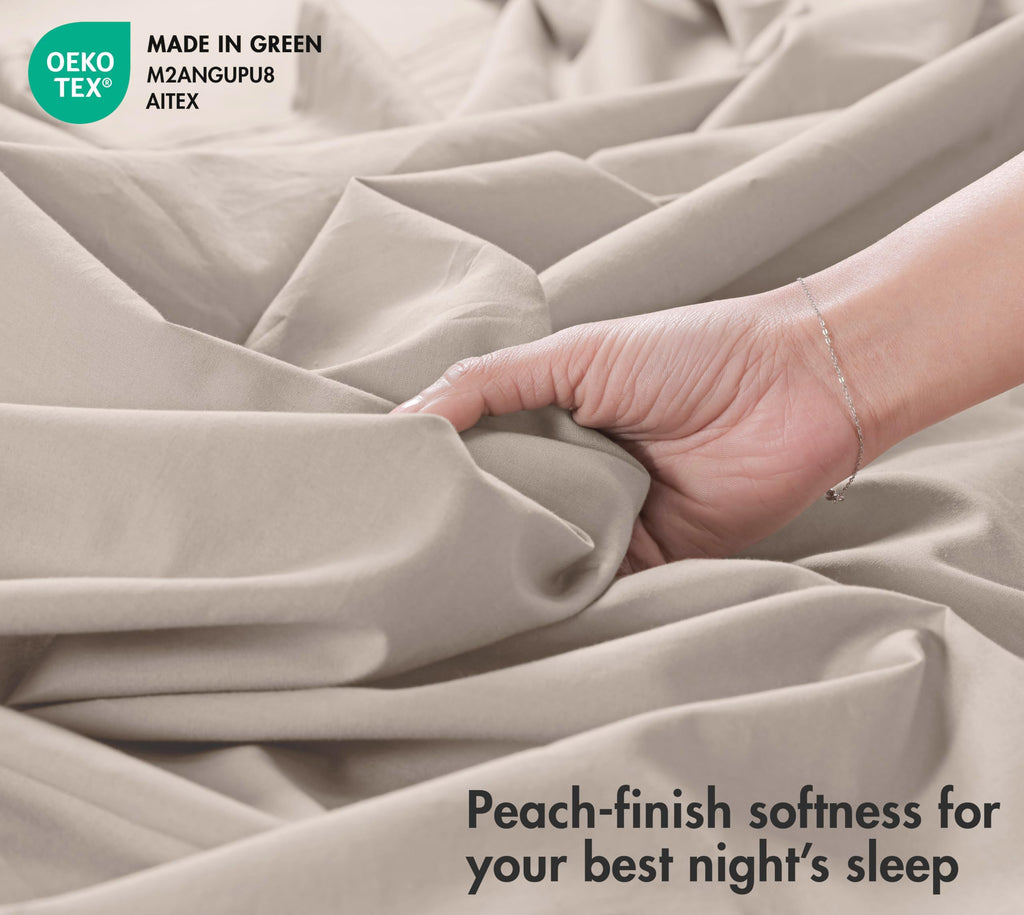 100% Cotton Sheets, Percale Weave Set, Linen