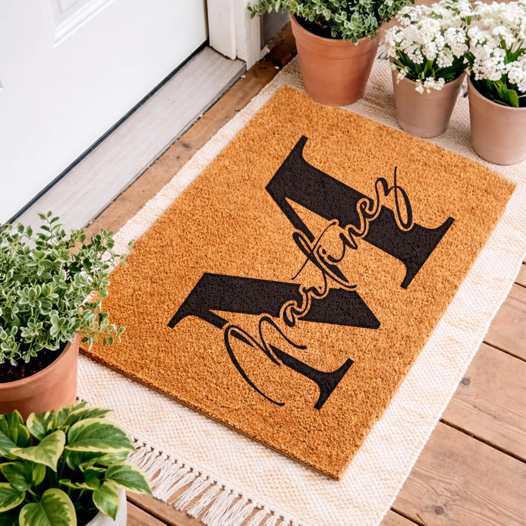 Personalized Doormat with Family Name - Custom Coir Welcome Mat, Monogram Front Door Mat, 10 Designs, 3 Sizes