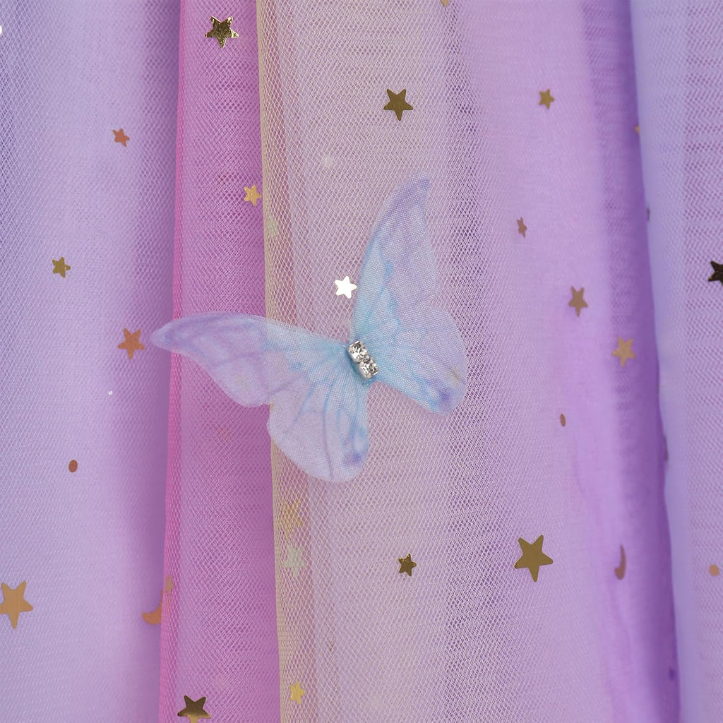 Toddler Kids Girls Butterfly Dress Sparkle Sequins Tulle Wedding Formal Birthday Dresses 2