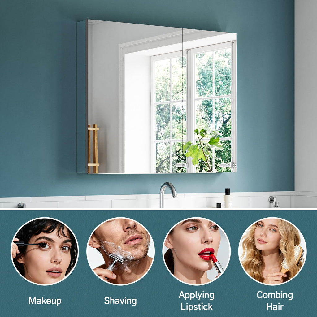 Medicine Cabinet Mirror 36" x 30", Recessed & Surface Mount