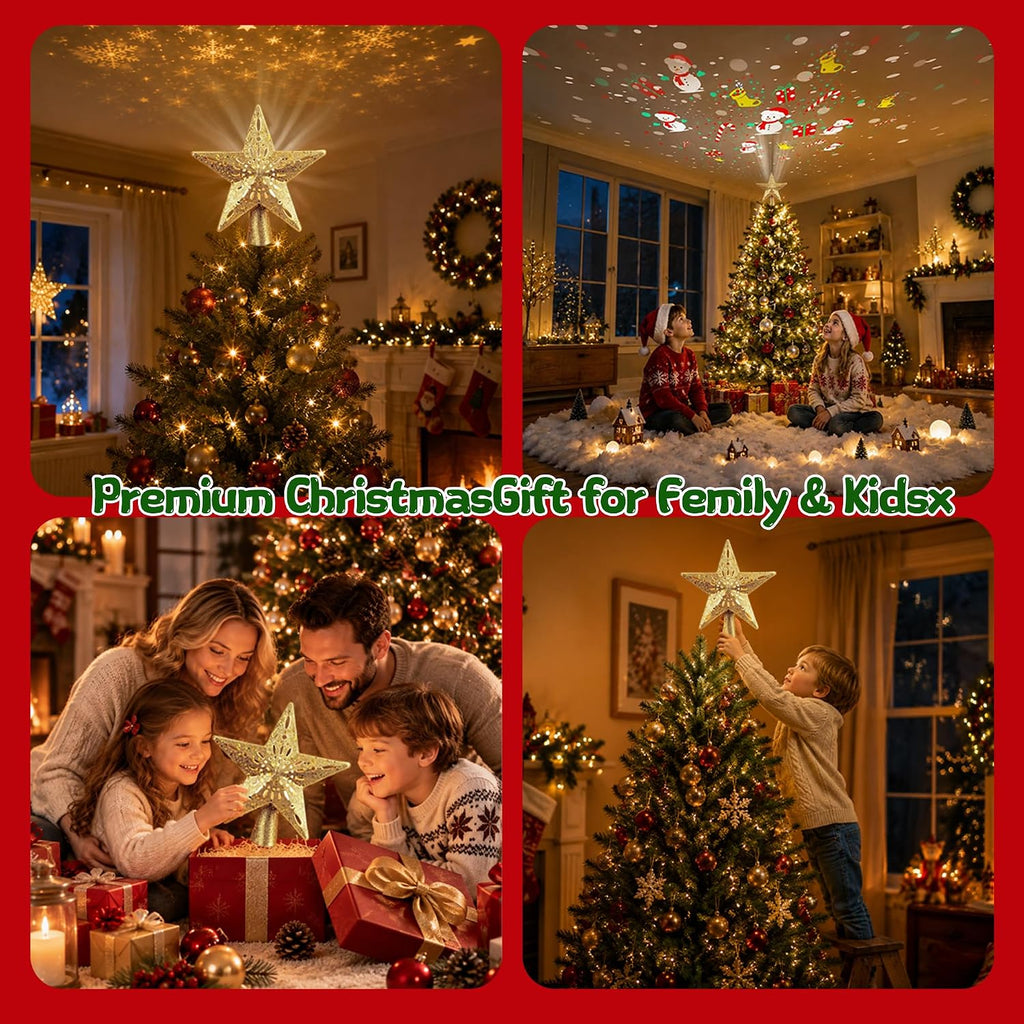Star Tree Topper with LED Projector, 6 Projection Modes