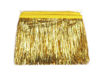 6" Wide Tinsel Fringe Trim Garland - Dance Costume Trimming With Shiny Foil Effect for Party Decor (10 Yards, Gold)