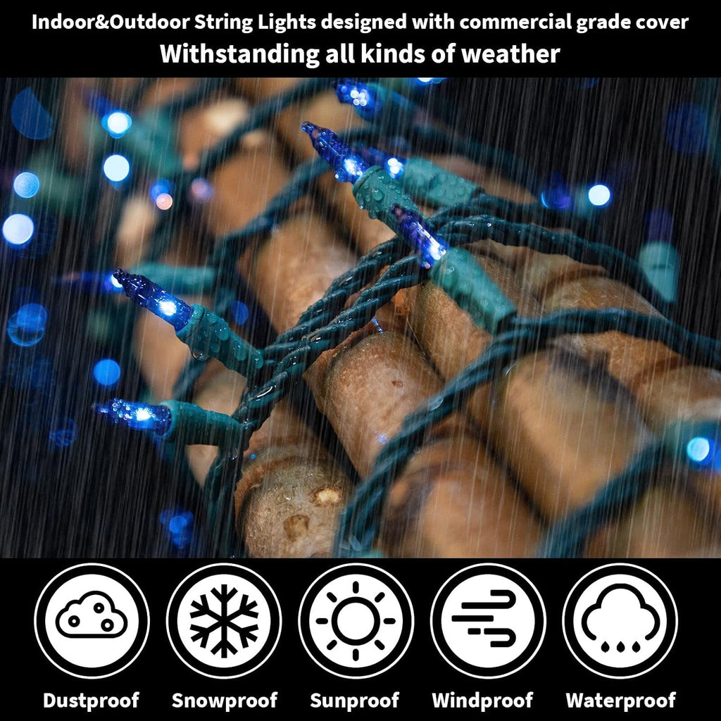 Blue Christmas Lights,100Lights 19.6ft UL Certified Mini Bulb String Lights, Hanukkah Traditional Light Christmas - Set of 100