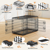 42 inch Double Door Dog Crate w/Divider for Puppy to Adult XL Collapsible Metal Crate with Removable Tray Wire Dog