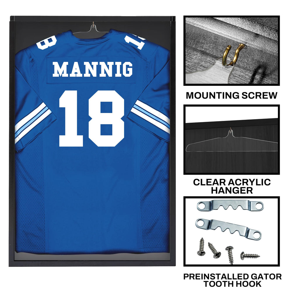Jersey Frame Display Case - Crystal Clear Acrylic Jersey Frame for Baseball, Football, Hockey, Soccer & Basketball